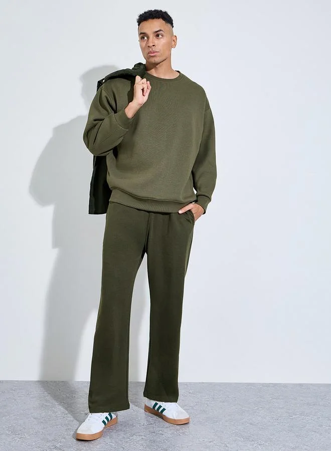 ستايلي Men Green Open Hem Relaxed Fit Joggers