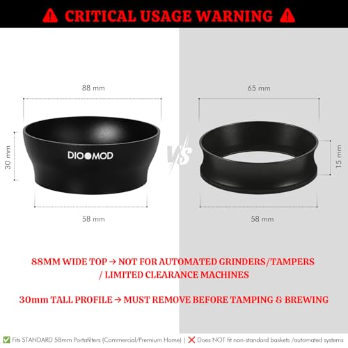 Dioomod 58mm Magnetic Dosing Funnel - Extra-Wide 88mm Top & 30mm Tall Espresso Coffee Dosing Ring for Mess-Free Tamping, Compatible with 58mm Portafilter, Barista Tool Espresso Accessories - Image 2
