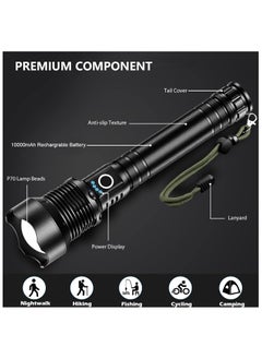 High Brightness 90000 Lumens Rechargeable LED Flashlight, Zoomable Waterproof Flashlight with Batteries Included and 3 Modes, Handheld Flashlight for Camping and Emergency - pzsku/ZF663A2A05653BDE647A0Z/45/_/1735825811/6a143c52-4cfc-42a4-a557-14b9542a79a6