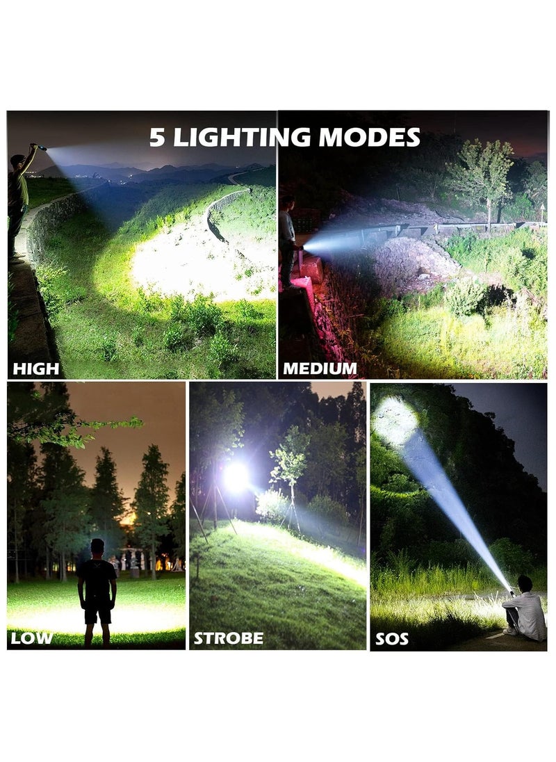 Generic High Brightness 90000 Lumens Rechargeable LED Flashlight, Zoomable Waterproof Flashlight with Batteries Included and 3 Modes, Handheld Flashlight for Camping and Emergency  - Image 4