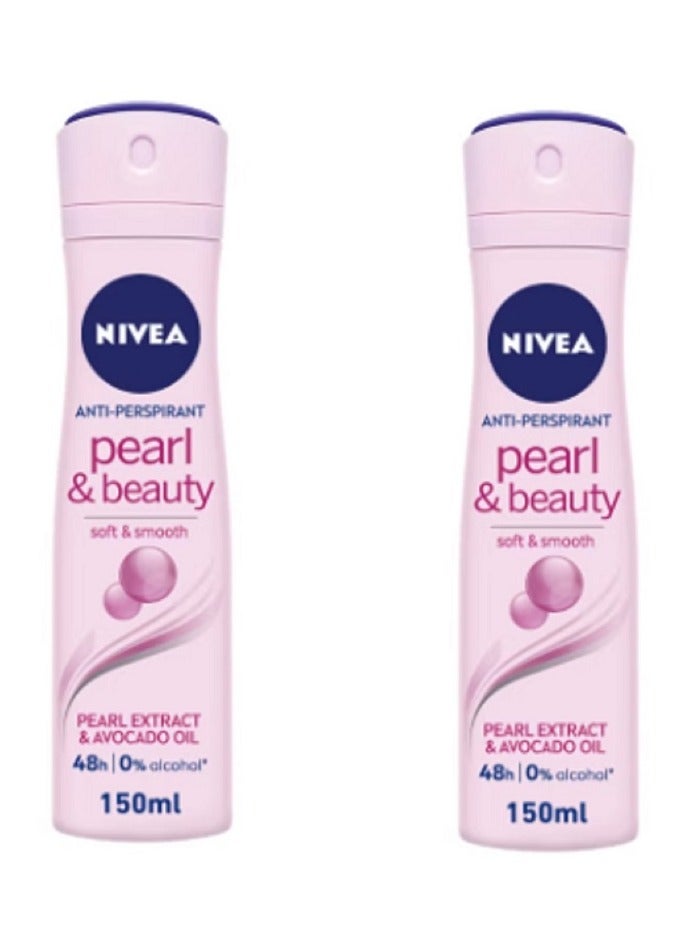 نيفيا بيرل اند بيوتي مضاد التعرق للنساء بخلاصة الرذاذ 150 مل × 2 - Image 1