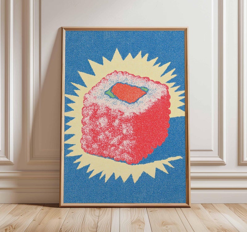 TNESSENTIAL Sushi Pop Art Print, Modern Japanese Kitchen Decor - Image 1
