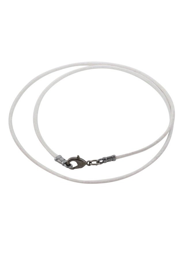 DragonWeave Gunmetal 1.8mm Fine White Leather Cord Necklace, Leather - Image 1