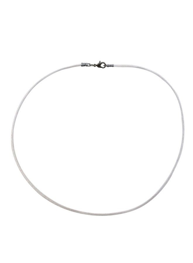 DragonWeave Gunmetal 1.8mm Fine White Leather Cord Necklace, Leather - Image 2