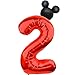 LEBERY Mouse Number 2 Balloon 40 Inch Red Number 2 Balloon Mini Mouse Head Balloons for 2nd Birthday Party Black Red Large Numeral Two Foil Balloons for Baby Shower Anniversary Supplies Decoration - Image 3