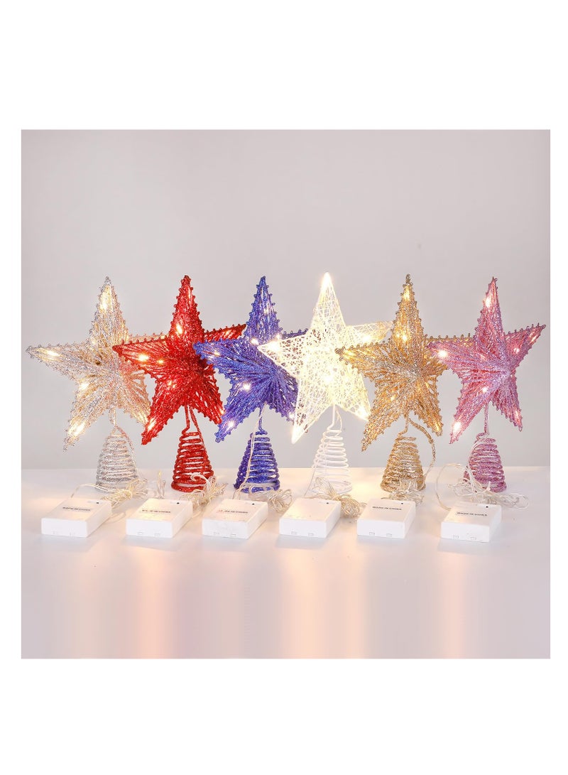 SYOSI 3D Christmas Tree Topper Star, Hollowed-Out Glittered Metal Treetop Star with Timer Warm White Christmas Tree Decorations, for Home Party Holiday Winter Xmas Tree Bar Shop Office Decorations - Image 5