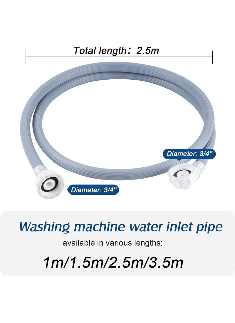 Premium Quality Extra Long Universal Washing Machine/Dishwasher Inlet Fill Hose 2.5 Metre, Adapter For Fully Automatic Washing Machine, Reliable Dishwasher Explosion-proof Extension Tube
