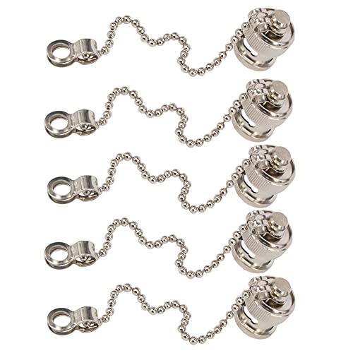 Boobrie 5-Pack BNC Dust Cap Waterproof Protective Cover with Chain BNC Coax Cap for Female Jack Connector RF Coaxial Adapter Nickel-Plated - Image 1