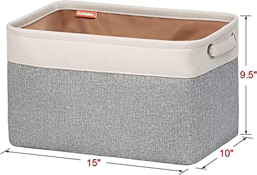 Kntiwiwo Foldable Storage Bin Collapsible Fabric Storage Basket Cube with Durable Handles Closet Organizer Bins for Organizing Shelves Drawers, Set of 3, 15" x 10" x 9.5", Grey - Image 5