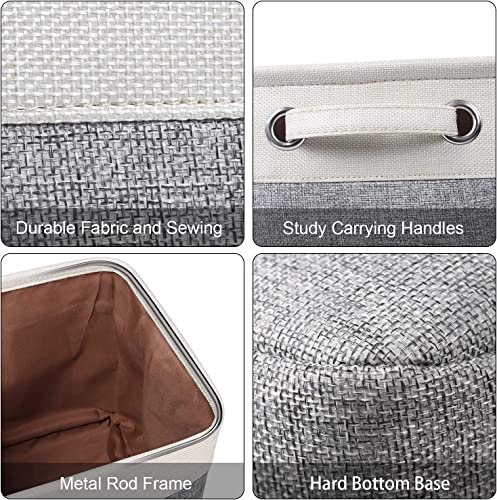 Kntiwiwo Foldable Storage Bin Collapsible Fabric Storage Basket Cube with Durable Handles Closet Organizer Bins for Organizing Shelves Drawers, Set of 3, 15" x 10" x 9.5", Grey - Image 3