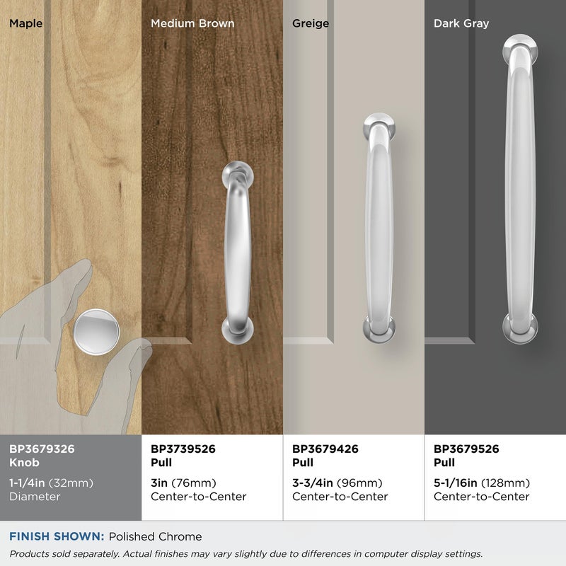 Amerock | Cabinet Knob | Polished Chrome | 1-1/4 Inch (32 Mm) Diameter | Renown | 1 Pack | Drawer Knob | Cabinet Hardware - Image 3