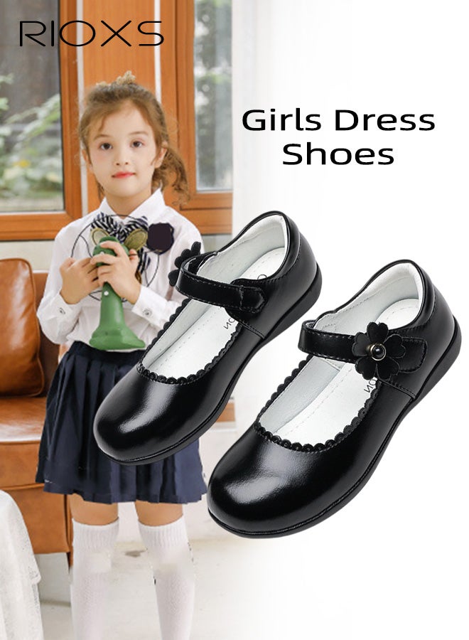 ريوكس أحذية رسمية للبنات، أحذية مدرسية للبنات، أحذية باليه مريحة للأطفال الصغار/الكبار، أحذية أداء لطلاب المدارس الابتدائية، أحذية أميرات صغيرة، حذاء رسمي أسود بدانتيل. - Image 2