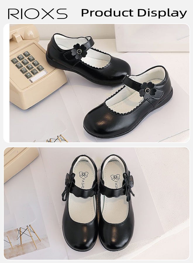 ريوكس أحذية رسمية للبنات، أحذية مدرسية للبنات، أحذية باليه مريحة للأطفال الصغار/الكبار، أحذية أداء لطلاب المدارس الابتدائية، أحذية أميرات صغيرة، حذاء رسمي أسود بدانتيل. - Image 5