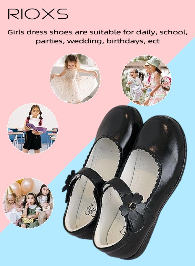 ريوكس أحذية رسمية للبنات، أحذية مدرسية للبنات، أحذية باليه مريحة للأطفال الصغار/الكبار، أحذية أداء لطلاب المدارس الابتدائية، أحذية أميرات صغيرة، حذاء رسمي أسود بدانتيل. - Image 4
