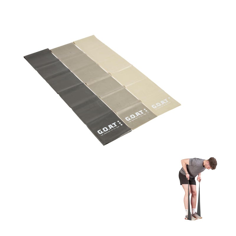 جوت  أحزمة مقاومة مفتوحة فاخرة من G.O.A.T - طقم من 3 أحزمة خالية من اللاتكس لتدريب القوة - لياقة متعددة الاستخدامات لإعادة التأهيل والحركة والتمارين (مقاومة خفيفة، متوسطة، ثقيلة) - Image 1