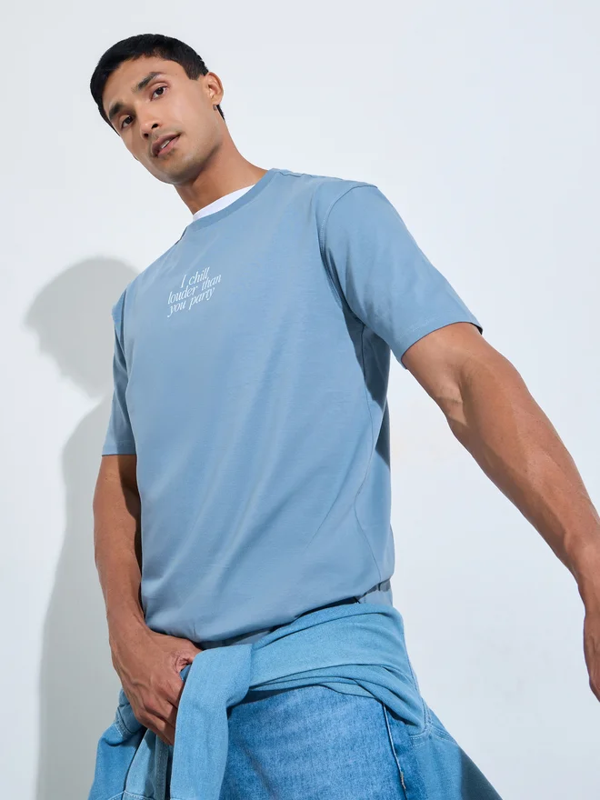 Styli Styli Men Oversized Slogan Print Jersey T-Shirt