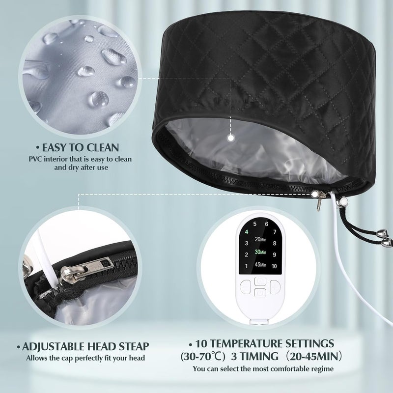 Hair Drying Hoods Heat Cap For Deep Conditioning,Yakiter, 10-level,3 Timer Settings,Quick Heating Caps for Home Use,Black - Image 3