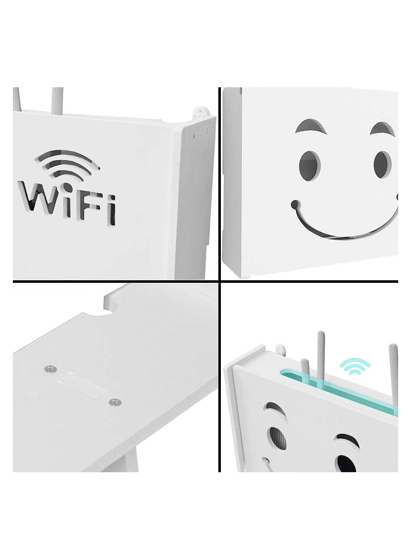 Eworld Stylish Wall-Mounted Router Rack for Wi-Fi Router, Set-Top Box, Light Cat Box, and More, Includes Doors and Patch Panel Shielding Box for Neat Storage, White. - Image 3