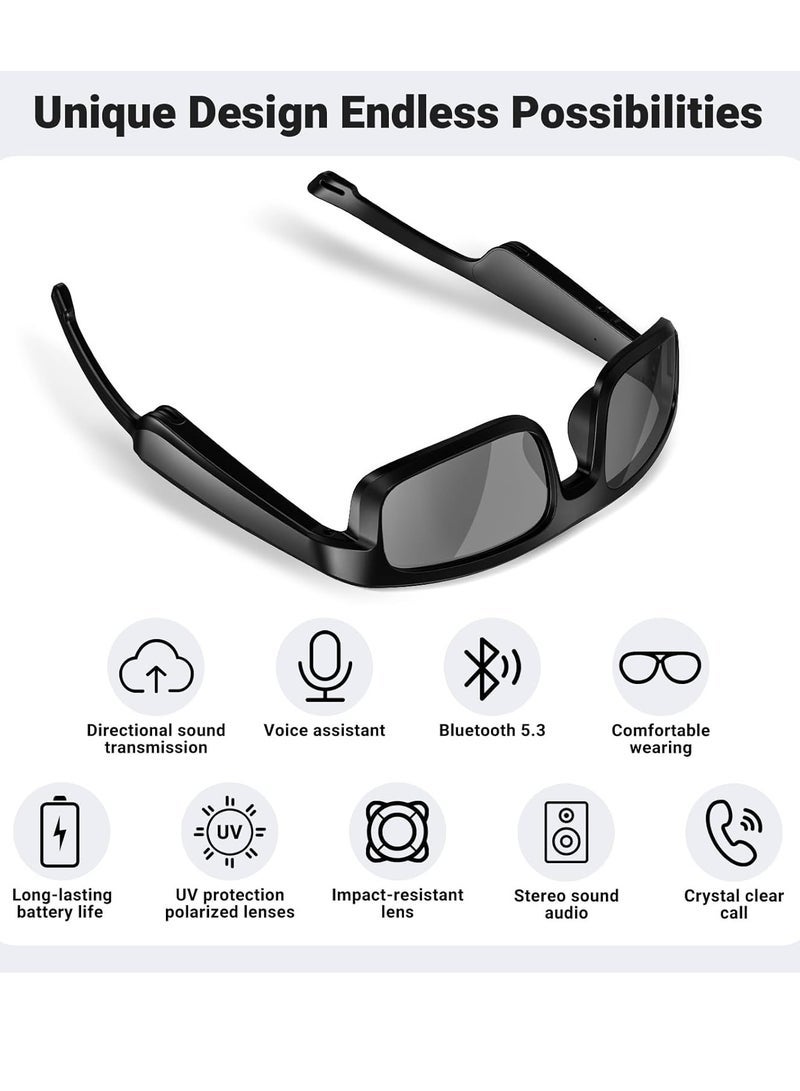 Smart Glasses, Polarized Bluetooth Sunglasses, Built-in Mic and Speakers, Voice Assistant, UV Protection Audio Sun Glass - Image 4
