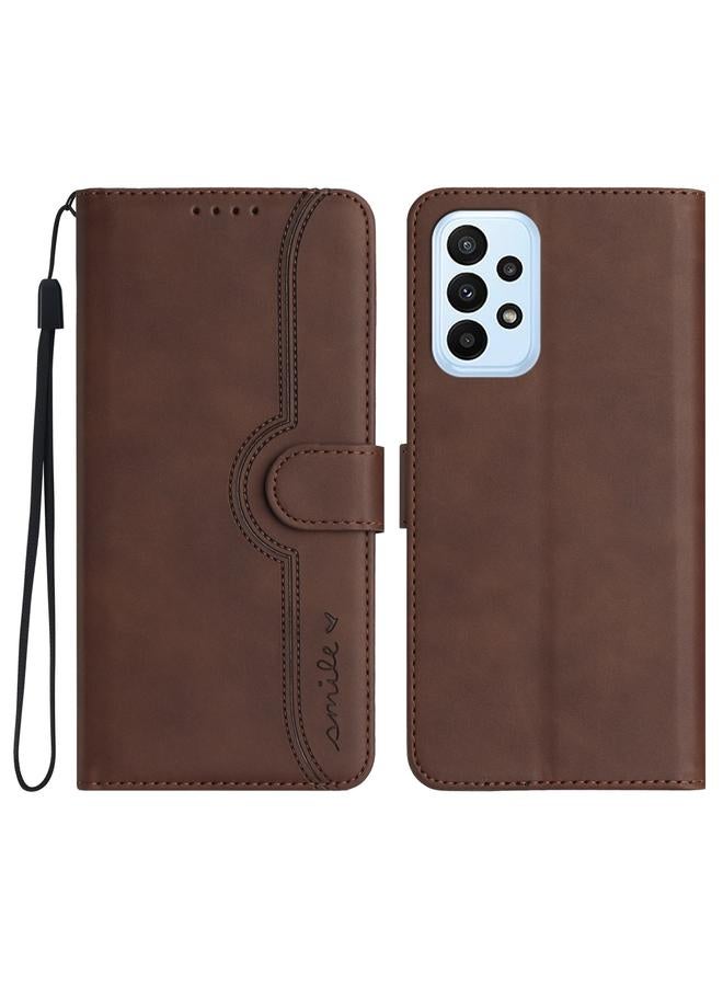 S-TOP Case For Samsung Galaxy A23 4G Heart Pattern Skin Feel Leather Phone Case - Image 1