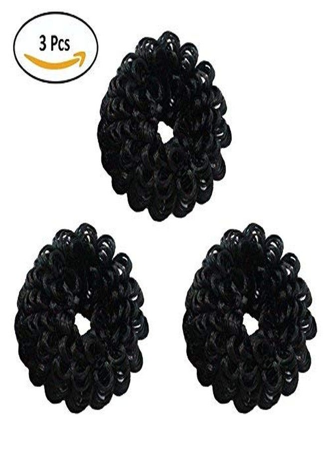 Fok Set of 3 Black Color Stylish Hair Rubber Bands For Women/Girls - Image 2