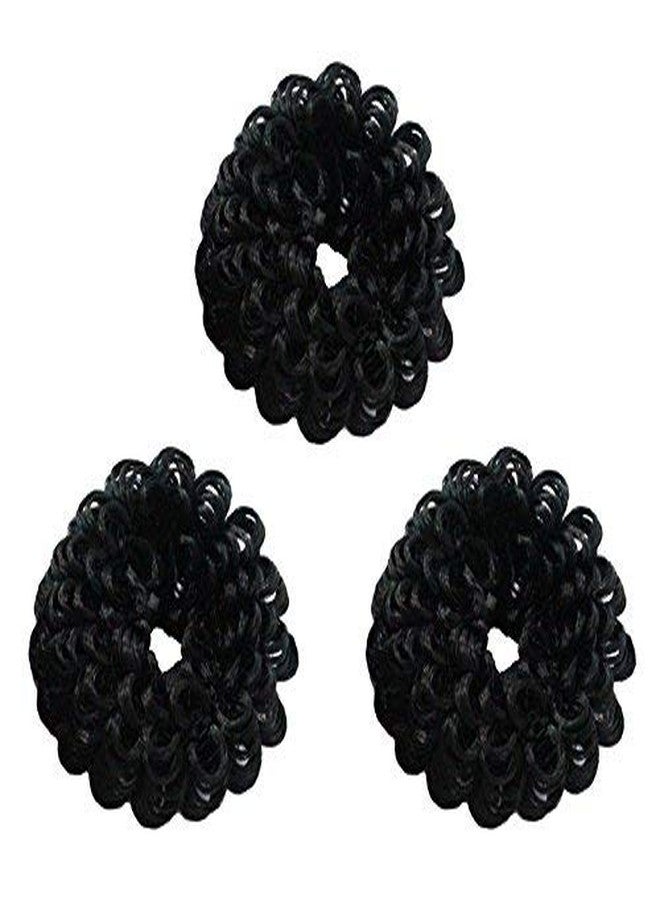 Fok Set of 3 Black Color Stylish Hair Rubber Bands For Women/Girls - Image 1