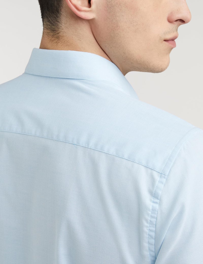 Peter England Men's Everday Regular Fit Solid Shirt | Cotton Rich | 5-Pin Pocketing Light Blue, 39 - Image 5