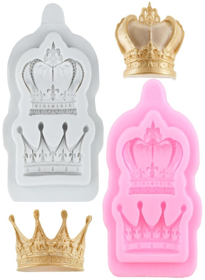 RFGHAC 3D Crown Fondant Chocolate Molds Crown Silicone Mold for Cake Decorating Cupcake Topper Candy Gum Paste Polymer Clay Set Of 2 - Image 1