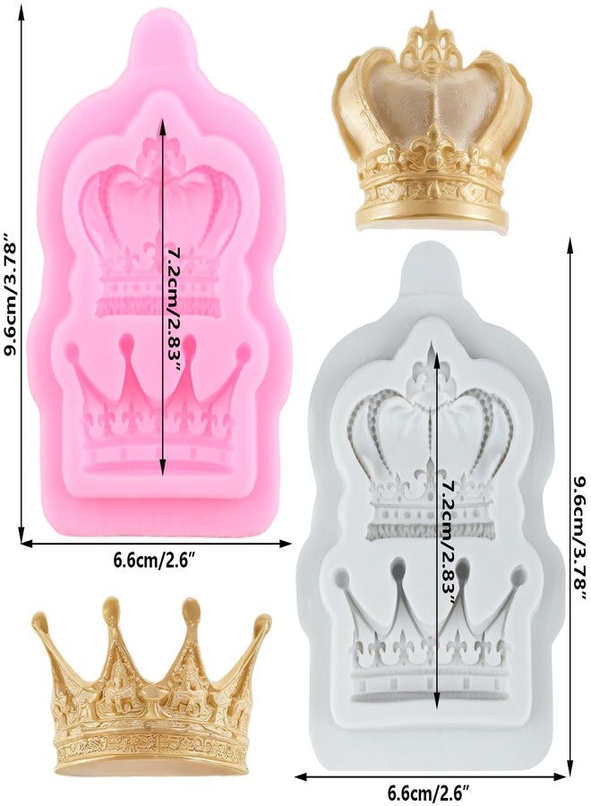 RFGHAC 3D Crown Fondant Chocolate Molds Crown Silicone Mold for Cake Decorating Cupcake Topper Candy Gum Paste Polymer Clay Set Of 2 - Image 2