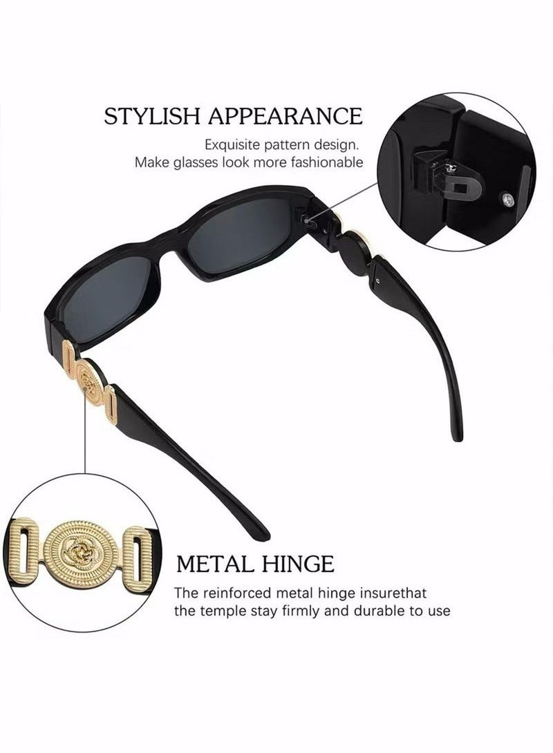 نظارات شمسية قطبية للنساء، نظارات شمسية مستطيلة غير منتظمة، نظارات شمسية دائرية كلاسيكية بتصميم عتيق عصري، حماية من الأشعة فوق البنفسجية، نظارات شمسية صغيرة سوداء - Image 3
