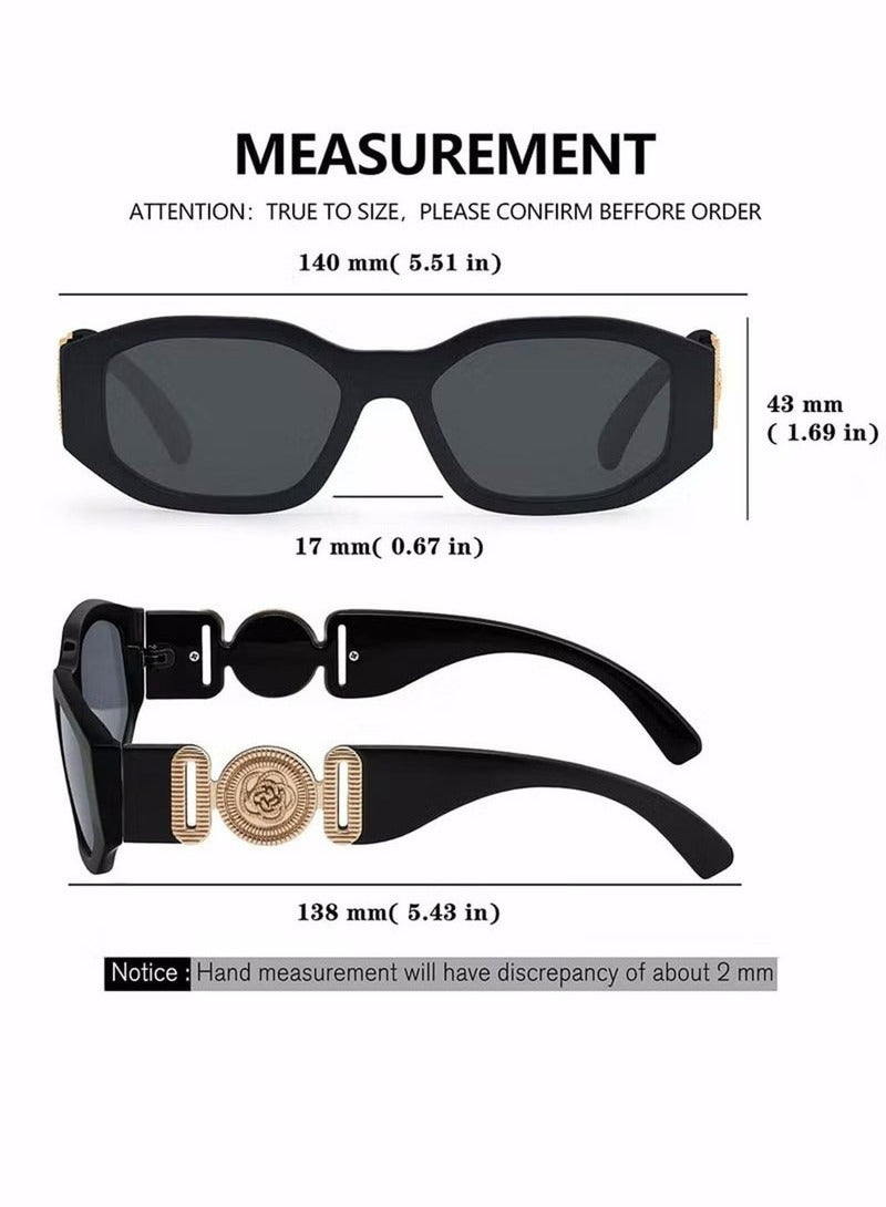 نظارات شمسية قطبية للنساء، نظارات شمسية مستطيلة غير منتظمة، نظارات شمسية دائرية كلاسيكية بتصميم عتيق عصري، حماية من الأشعة فوق البنفسجية، نظارات شمسية صغيرة سوداء - Image 4