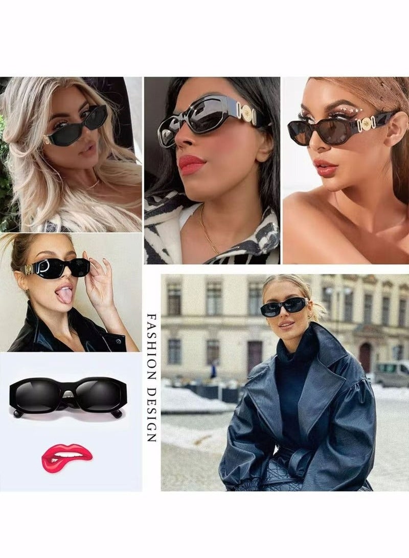 نظارات شمسية قطبية للنساء، نظارات شمسية مستطيلة غير منتظمة، نظارات شمسية دائرية كلاسيكية بتصميم عتيق عصري، حماية من الأشعة فوق البنفسجية، نظارات شمسية صغيرة سوداء - Image 5