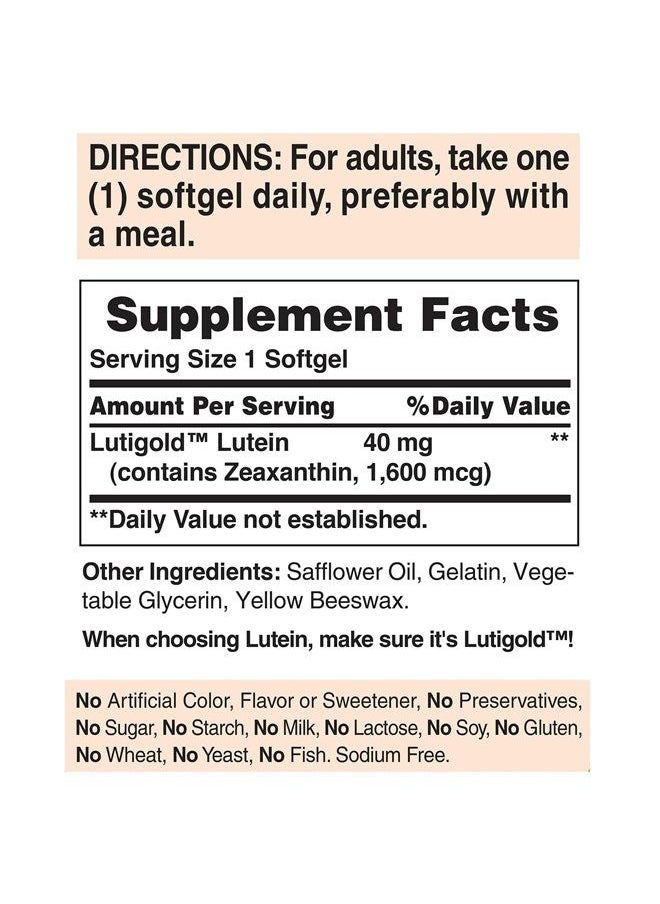 Puritan's Pride - Lutein 40mg With Zeaxanthin, Supports Eye Health, 120 Count (Pack of 2) - Image 1