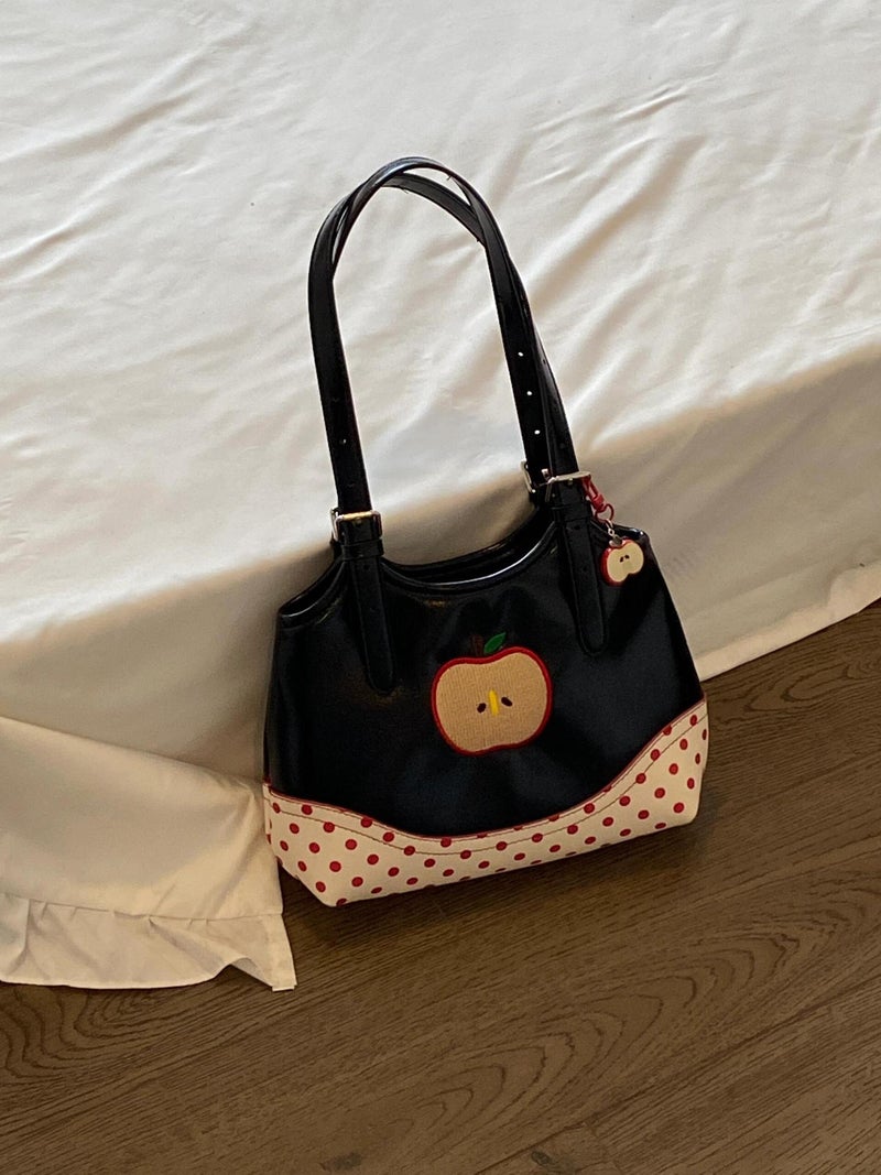 Summer Cute Girl Apple Polka Dot Handbag Niche Design Commuting Small Tote Bag - Image 1