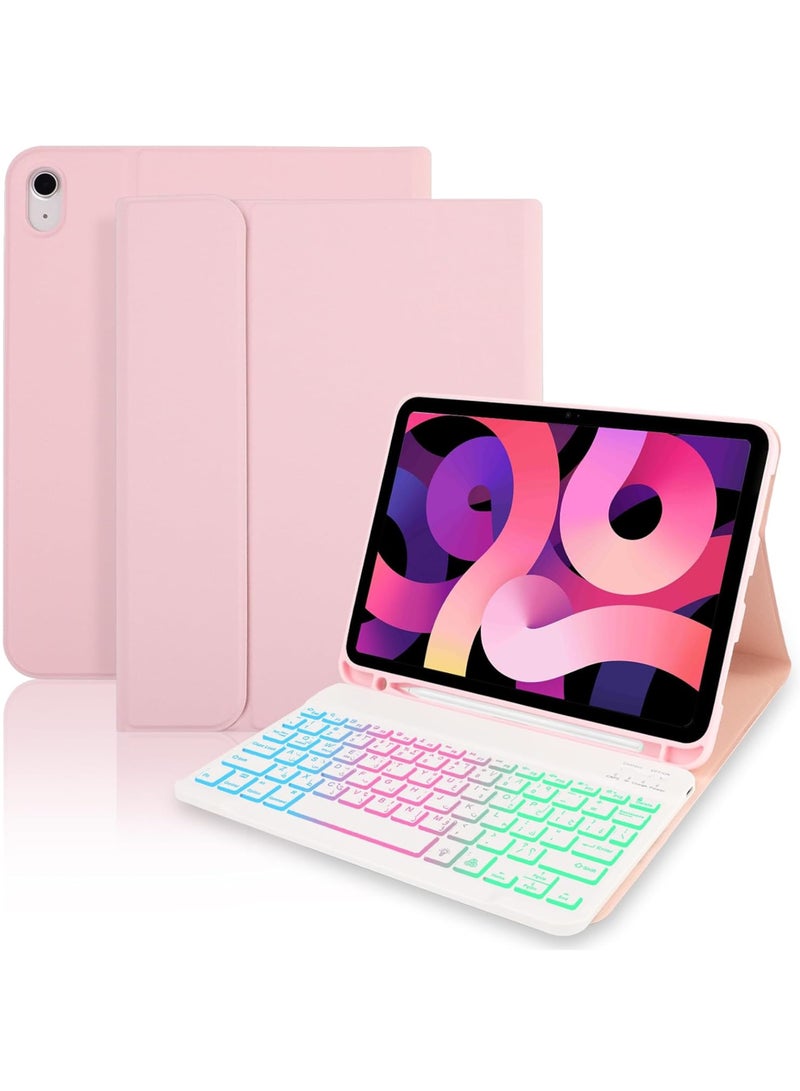 روك بو حافظة مع لوحة مفاتيح عربية لجهاز iPad Air مقاس 13 بوصة (M3/M2، 2025/2024)، iPad Pro مقاس 12.9 بوصة (6th2022/5th2021/4th2020/3th2018)، لوحة مفاتيح قابلة للفصل بإضاءة خلفية بألوان قوس قزح 7 ألوان مع غطاء شحن مغناطيسي من النوع C لجهاز iPad Air مقاس 13 بوصة (M3/M2، 2025/2024)، iPad Pro مقاس 12.9 بوصة (2022-2018) - Image 1