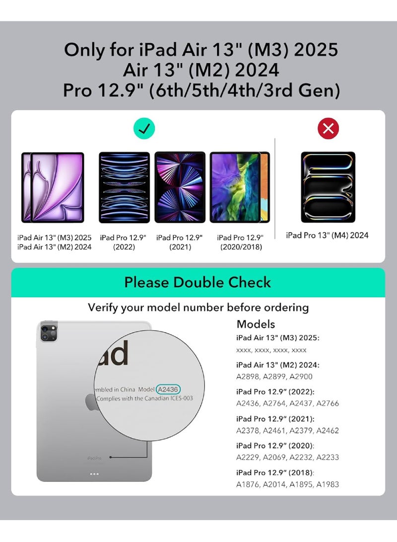 روك بو حافظة مع لوحة مفاتيح عربية لجهاز iPad Air مقاس 13 بوصة (M3/M2، 2025/2024)، iPad Pro مقاس 12.9 بوصة (6th2022/5th2021/4th2020/3th2018)، لوحة مفاتيح قابلة للفصل بإضاءة خلفية بألوان قوس قزح 7 ألوان مع غطاء شحن مغناطيسي من النوع C لجهاز iPad Air مقاس 13 بوصة (M3/M2، 2025/2024)، iPad Pro مقاس 12.9 بوصة (2022-2018) - Image 2