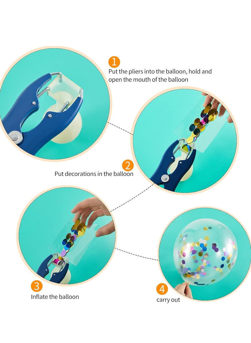 Bukela Expansion Pliers Tool Blue Sequin Filling Pliers Stainless Steel Balloon Mouth Expander DIY Tools for Filling Balloon Sequins Petals Feathers Home Party Activities Supplies (Simple Style) - Image 4
