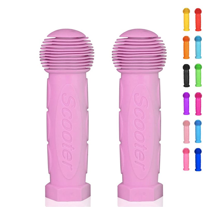 Otfaitp Scooter Grip Handlebar 1 Pair Bicycle Grip Fit For 2-3-4 Wheels Kid Kick Scooters Children Bike Rocking Car Drifting Scooter Swing Scooter Push Cart (Rose Pink) - Image 1