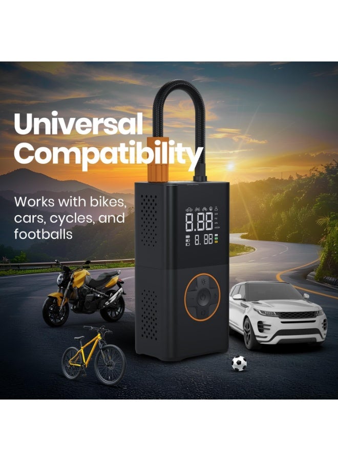 Generic Tire Inflator Portable Air Compressor, Cordless Air Pump for Car Tire 150PSI with 12V DC, Electric Bike Pump with Pressure Gauge, Auto Shutoff, for Bicycle, Ball, Motorcycle Accessories  - Image 2