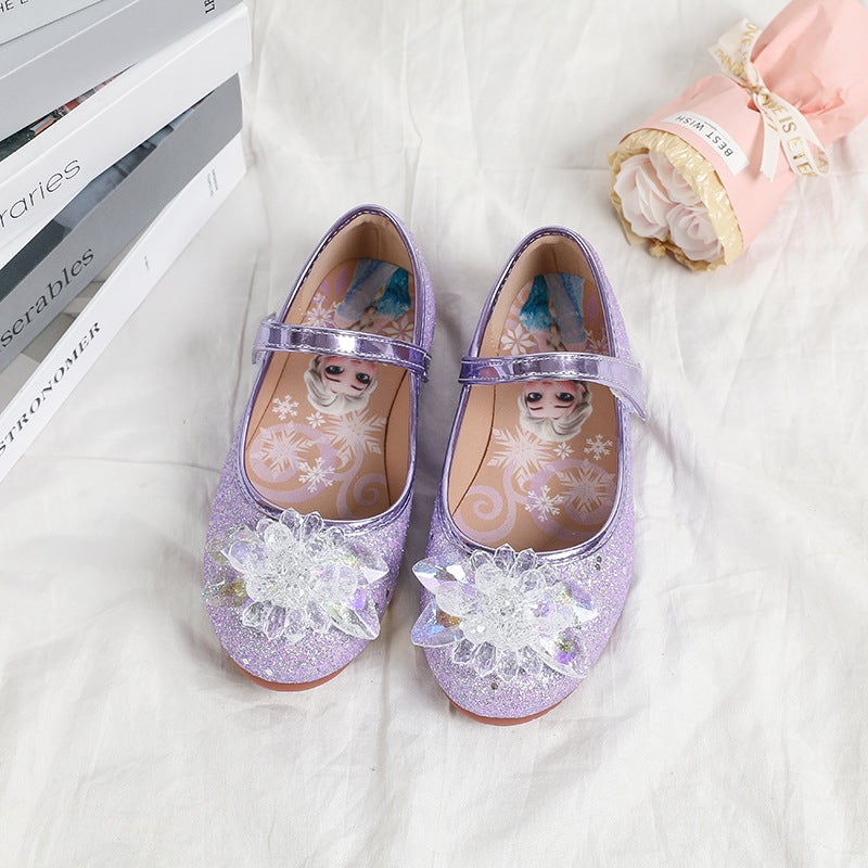 Princess Shoes For Girls, Elsa Shoes, New Children'S Leather Shoes, Silver Crystal Single Shoes For Girls, Summer Soft Soles - Image 4