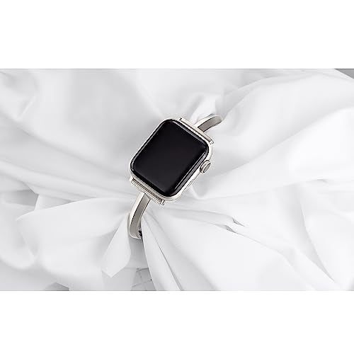 PlusRoc Stainless Steel Band Compatible with Apple Watch Band 38mm 40mm 41mm 42mm(Series 11/10) iWatch SE Series 11 10 9 8 7 6 5 4 3 2 1, Slim Versatile Bangle Bracelet for Women, Starlight - Image 4