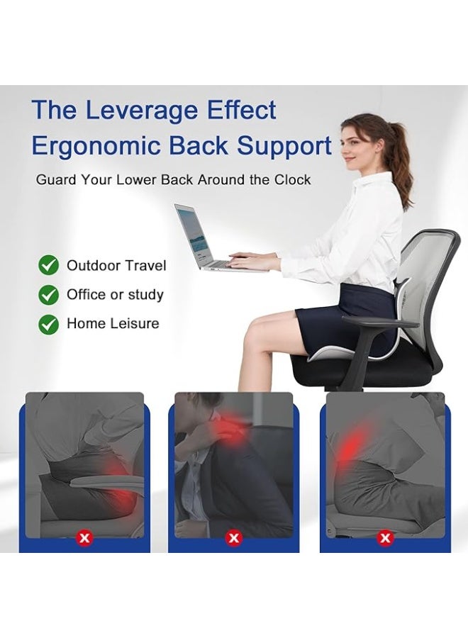 مخدة ميموري فوم مريحة لدعم الظهر والمقعد - تخفيف آلام الفقرات القطنية والعصعص وتصحيح وضعية الجلوس - عملية ومحمولة للعمل واللعب - Image 3