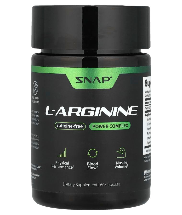 SNAP SUPPLEMENTS L-Arginine Caffeine-Free 60 Capsules