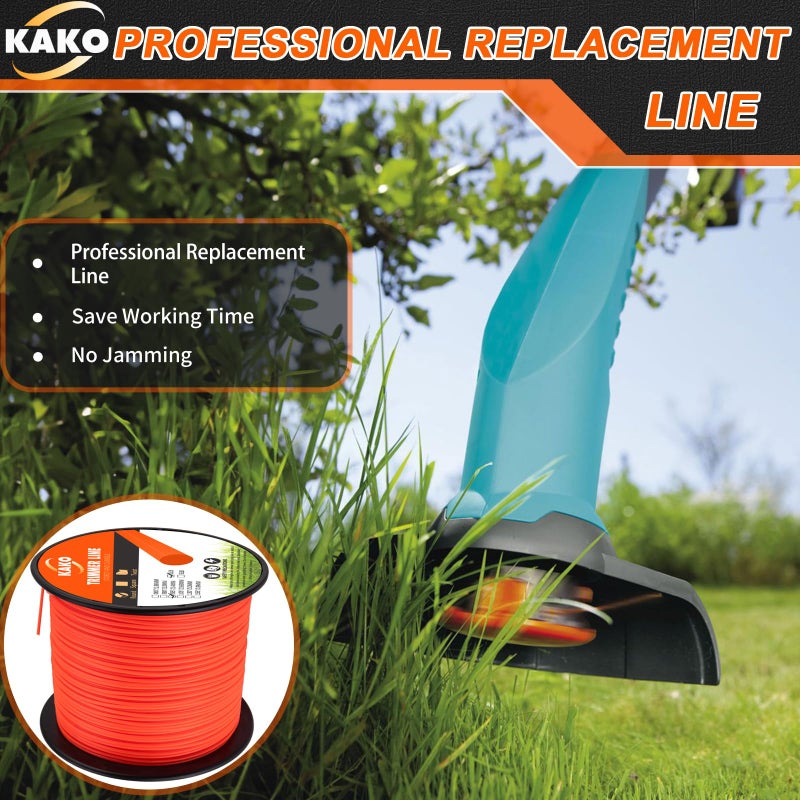 KAKO 095 Trimmer Line, Heavy Duty Trimmer Line .095, 095 Weed Eater String, Commercial Grade Round 0.095 Inch String Trimmer Line, Weed Eater String .095Inch-880Ft-3Lb Fits Most of String Trimmers(Orange) - Image 5