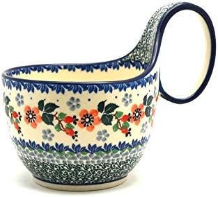 Polish Pottery Gallery Polish Pottery Loop Handle Bowl  Cherry Blossom  - Image 1