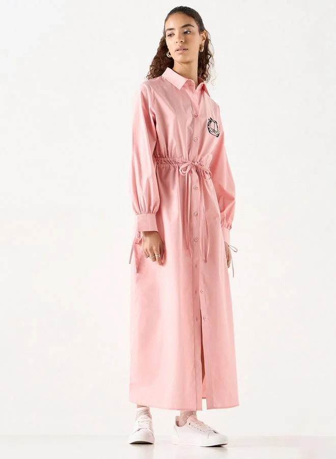 اس بي كاركترز فستان قميص بتفاصيل جارفيلد بأكمام طويلة وأربطة