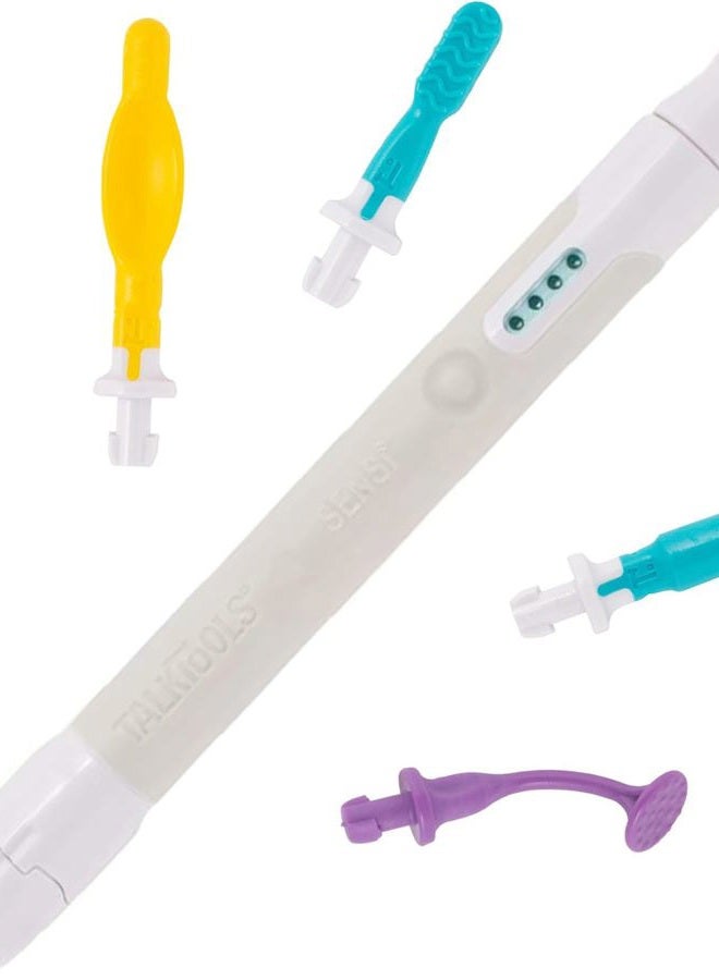 TalkTools Sensi Sensory Integration Kit - Oral Sensory Tool with New Ergonomic Base | Improves Biting and Chewing Skills, Jaw Coordination, and Jaw Mobility | 5 Oral Motor Tips and Storage Pouch - Image 1