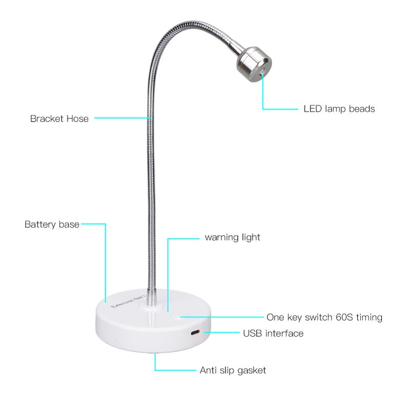 Brrnoo LED Light, 3W USB Input Flash Cure Light for Nails, Nail Dryer Nail Extension Gel Curing Lamp for Outdoor Stall Gel Nail Curing - Image 3