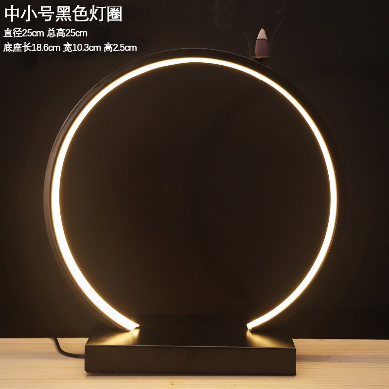 New Chinese Style Iron LED Light Ring Display Stand - Elegant Desktop Decor for Office &  Home