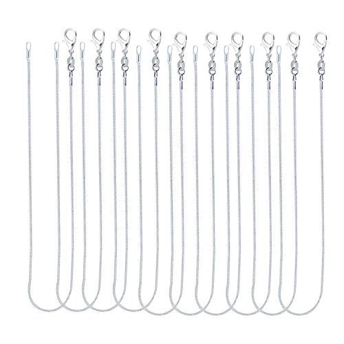 CrazyPiercing 10pcs 24 Inch Silver Plated with 925 Stamp 1.2mm DIY Snake Chain Charms Link Necklace With Lobster Clasps for Jewelry Making (24) - Image 1